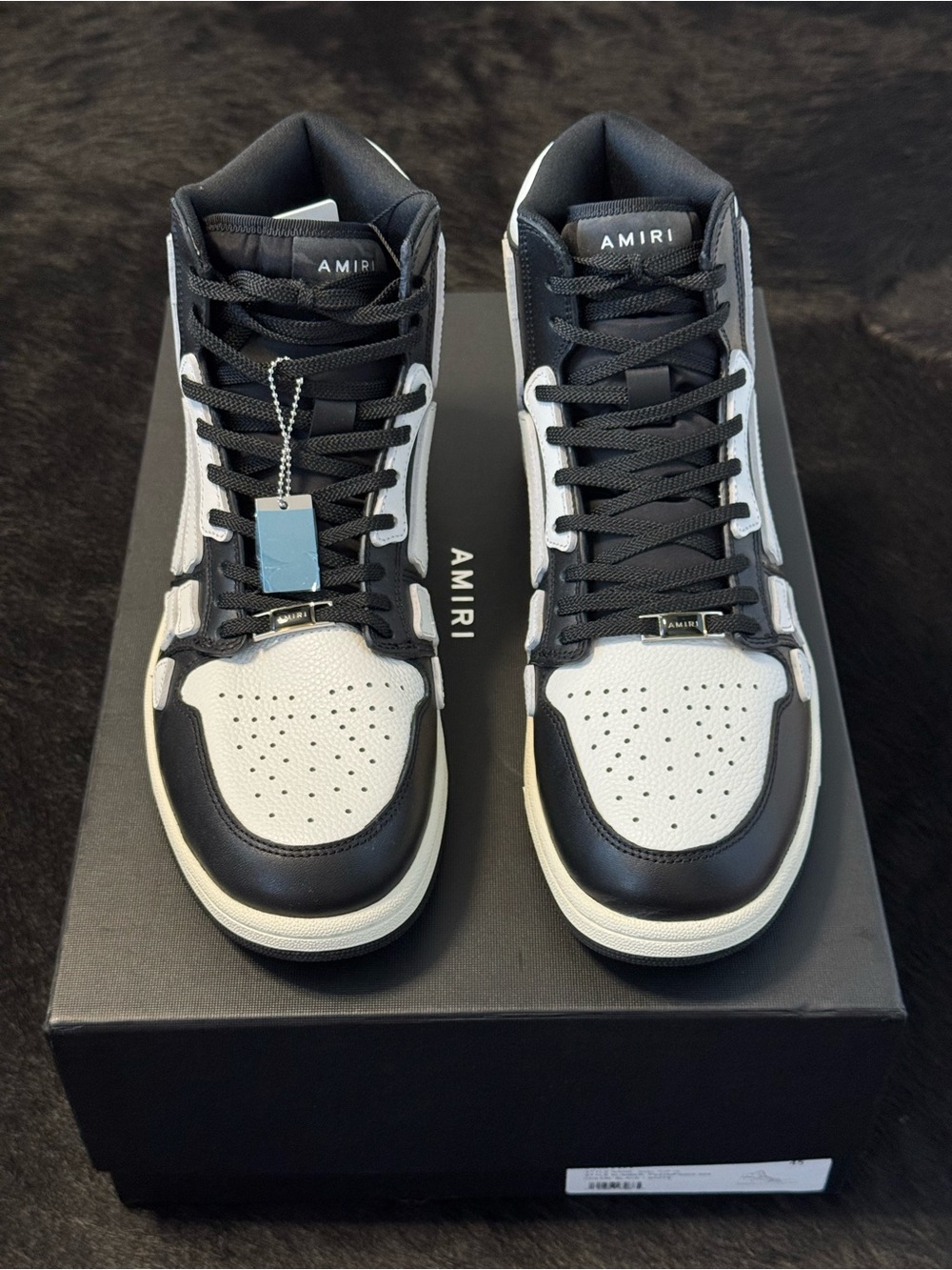 AMIRI Skel Top-Hi White & Black Leather Sneakers